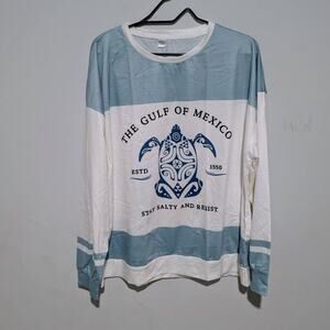 Blue & White "The Gulf Of Mexico" Adult's Long Sleeve Shirt Size 3XL